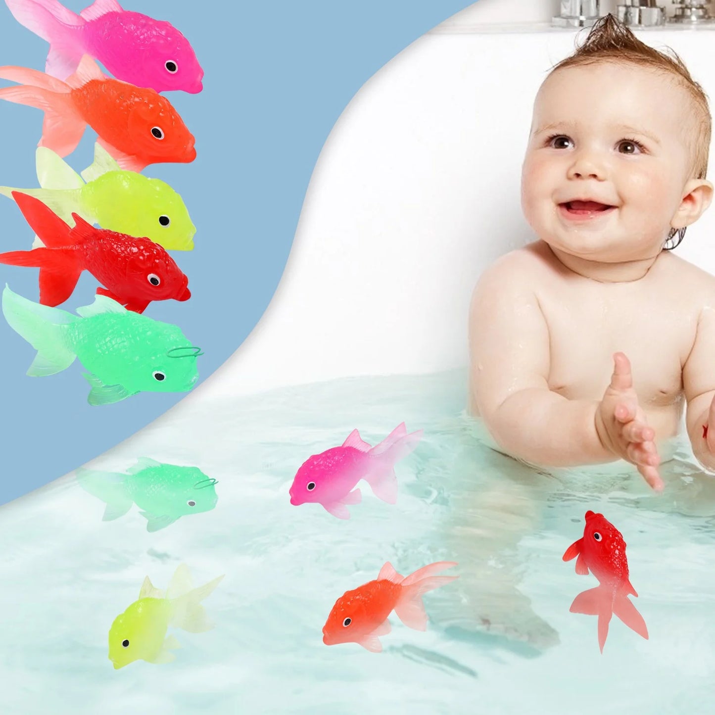 Kids Toys 5PCS Floating Simulation Goldfish 14.5CM Translucent Soft TPR Floating Marine Children'S Fish Fishing Toy Halloween Toys Gifts, Christmas Gifts, Birthday Gifts