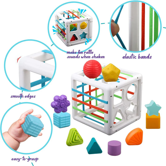 Baby Toys 6-12 Months, Shape Sorter Blocks Toy,Montessori Learning Toys for 1 Year Old Boys Girls Christmas Easter Toy Gifts