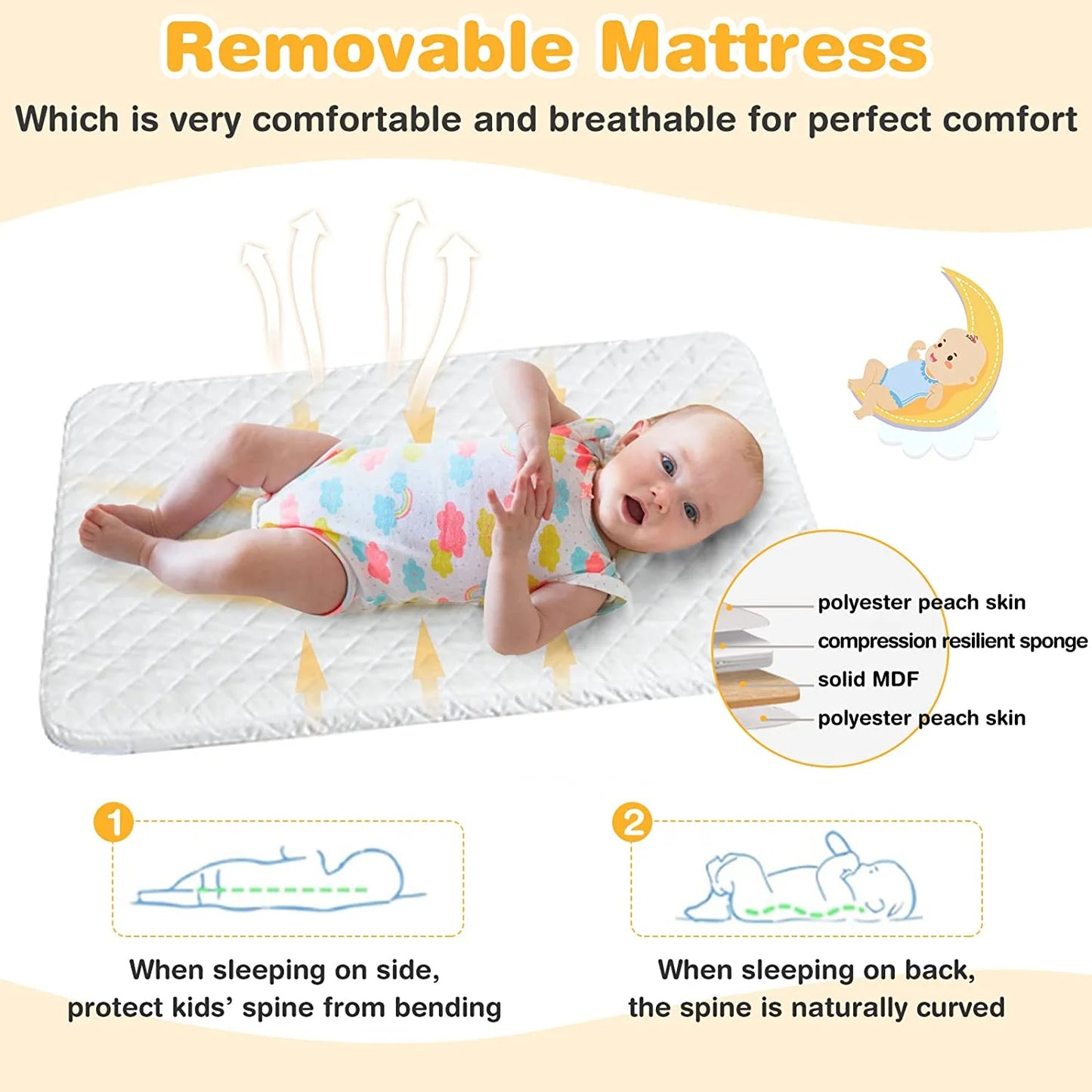 Baby Bassinet Bedside Crib, Newborn Sleeper W/Large Storage Basket, Adjustable Heights & Angle, Detachable Mattress, Breathable Mesh, Easy Moving Bed Side, Dark Grey