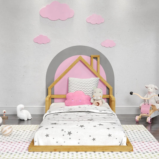 Kid'S Casita Twin Floor Bed-Montesori Inspired-Solid Wood, FSC Certified-Natural